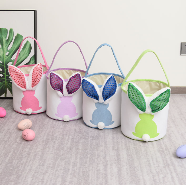 RTS Light Bunny Sequin Baskets for Easter Gift Rabbit Bags Free Shipping (20PCS/40PCS)