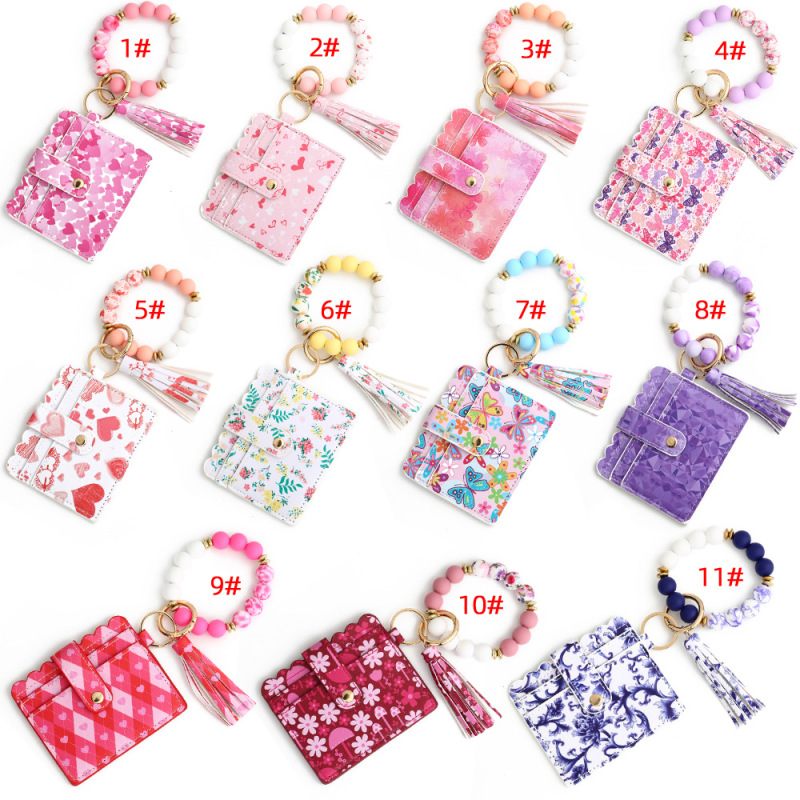 NEW RTS Printed Wristlet Keychains Card Holder for Valentine's Day Free Shipping (25pcs/50pcs)