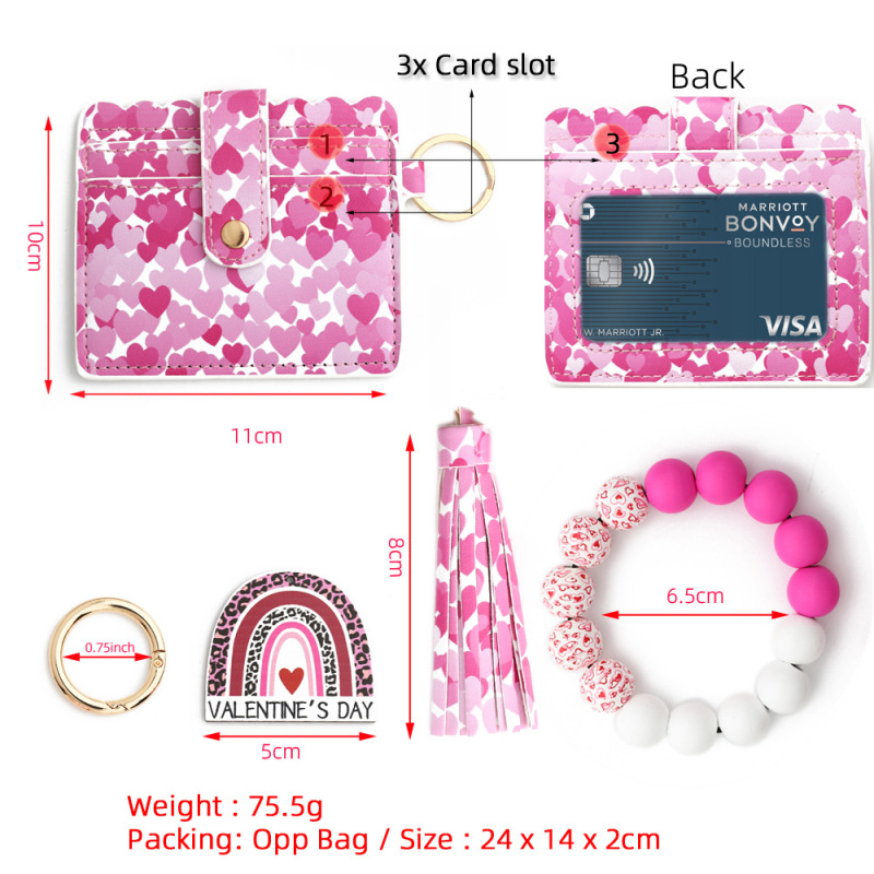 NEW RTS Printed Wristlet Keychains Card Holder for Valentine's Day Free Shipping (25pcs/50pcs)