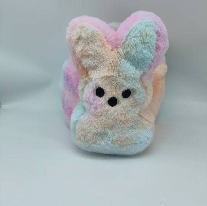 RTS 11.8inch Plush Tie Dye Rainbow Bunny Peeps Baskets for Easter Gift Bags Egg Bucket Free Shipping (20PCS/40PCS)