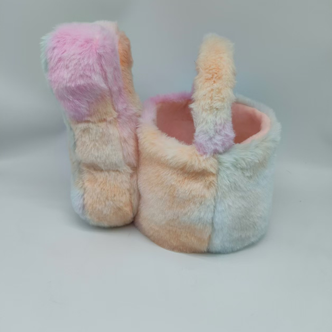 RTS 11.8inch Plush Tie Dye Rainbow Bunny Peeps Baskets for Easter Gift Bags Egg Bucket Free Shipping (20PCS/40PCS)