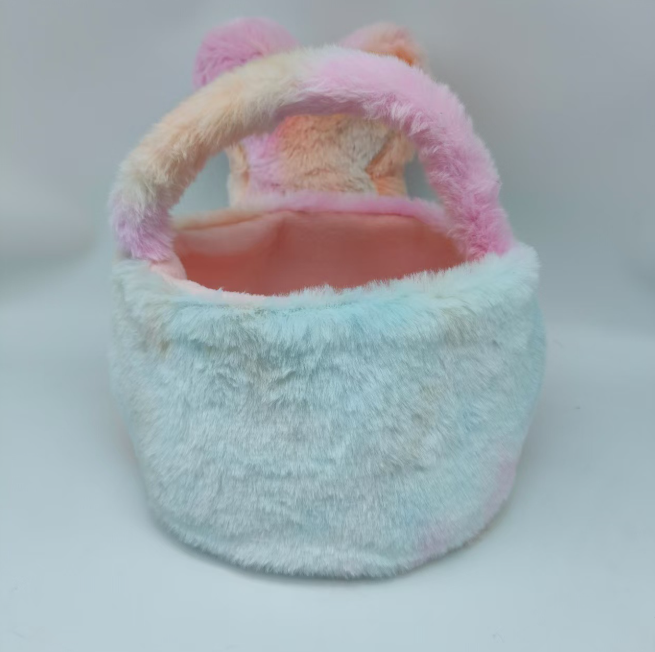 RTS 11.8inch Plush Tie Dye Rainbow Bunny Peeps Baskets for Easter Gift Bags Egg Bucket Free Shipping (20PCS/40PCS)