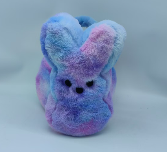 RTS 11.8inch Plush Tie Dye Rainbow Bunny Peeps Baskets for Easter Gift Bags Egg Bucket Free Shipping (20PCS/40PCS)