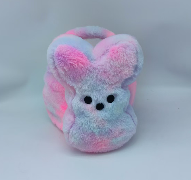 RTS 11.8inch Plush Tie Dye Rainbow Bunny Peeps Baskets for Easter Gift Bags Egg Bucket Free Shipping (20PCS/40PCS)