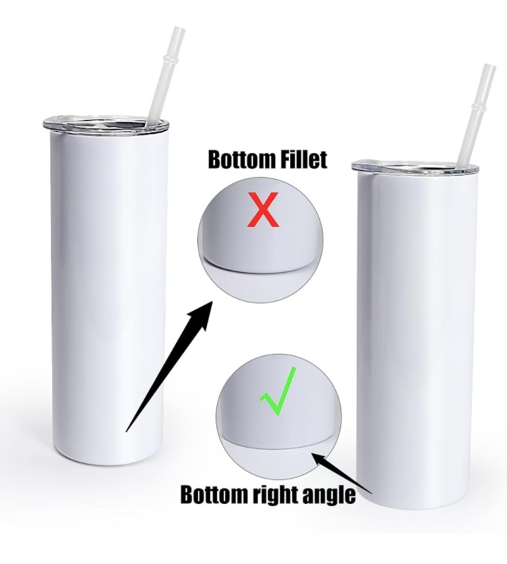 SALES US RTS 20oz Flat-Edge Sublimation Straight Tumbler Skinny with Rubber Bottoms (25PCS/50PCS)