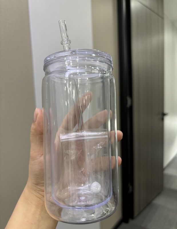 NEW China Warehouse 16oz Acrylic Plastic Snowglobe Can Double Walled Cup Free Shipping (50PCS)