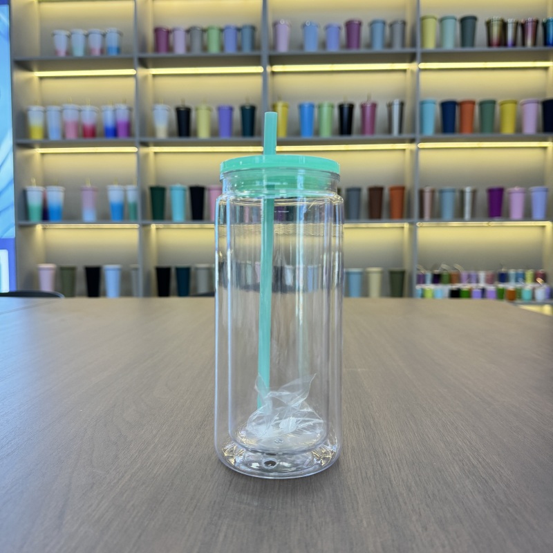 US RTS 16oz inside Sublimation Double Wall 20oz Snowglobe Glass Cup Free Shipping(25PCS)