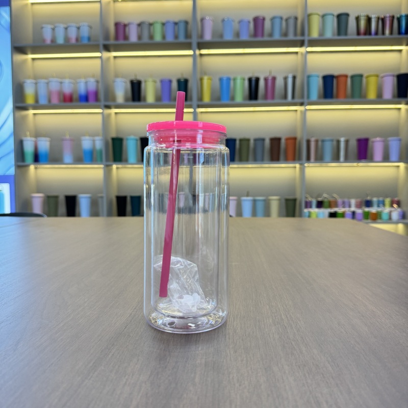 US RTS 16oz inside Sublimation Double Wall 20oz Snowglobe Glass Cup Free Shipping(25PCS)