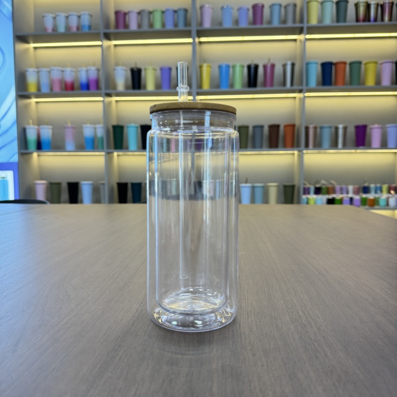 US RTS 20oz Sublimation Double Wall Snow Globe Glass Cup Free Shipping(25PCS)