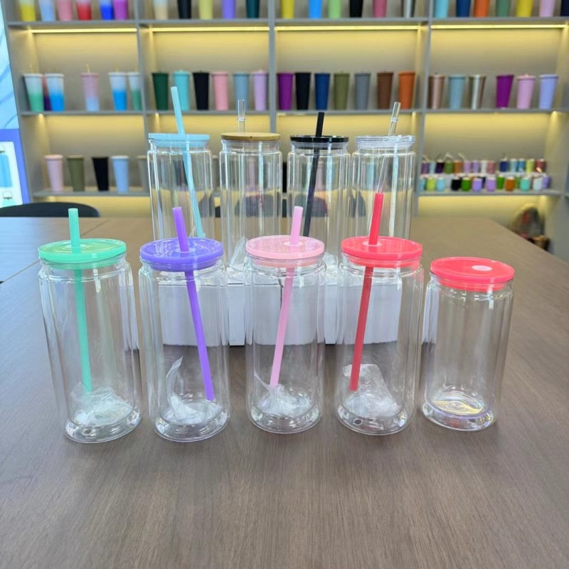 US RTS 20oz Sublimation Double Wall Snow Globe Glass Cup Free Shipping(25PCS)