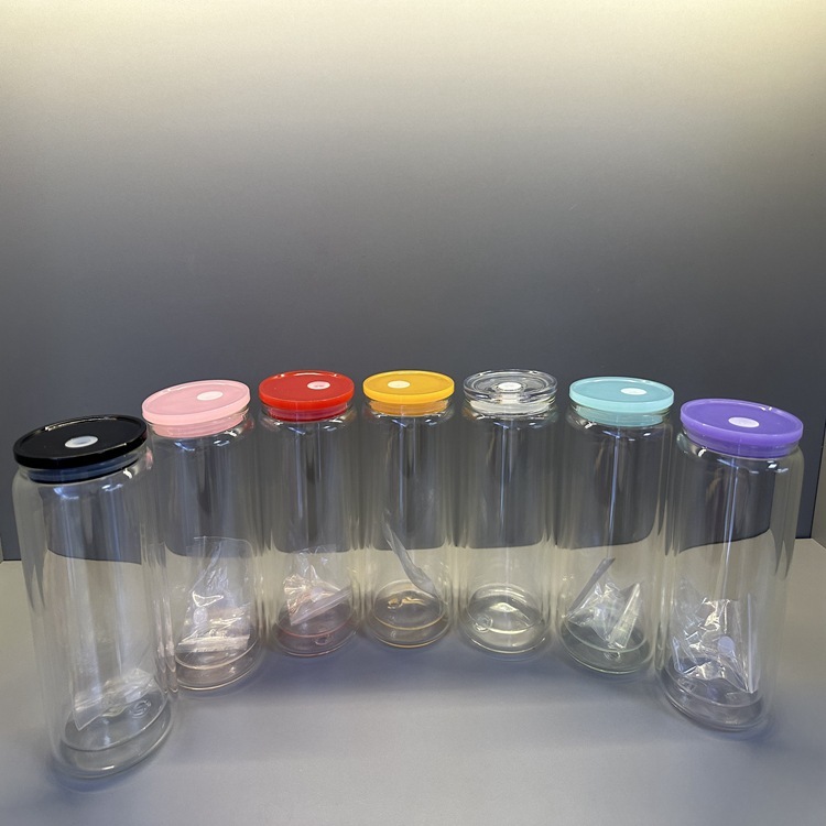US RTS 20oz Sublimation Double Wall Snowglobe Glass Cup with Clear Lids Free Shipping(25PCS)