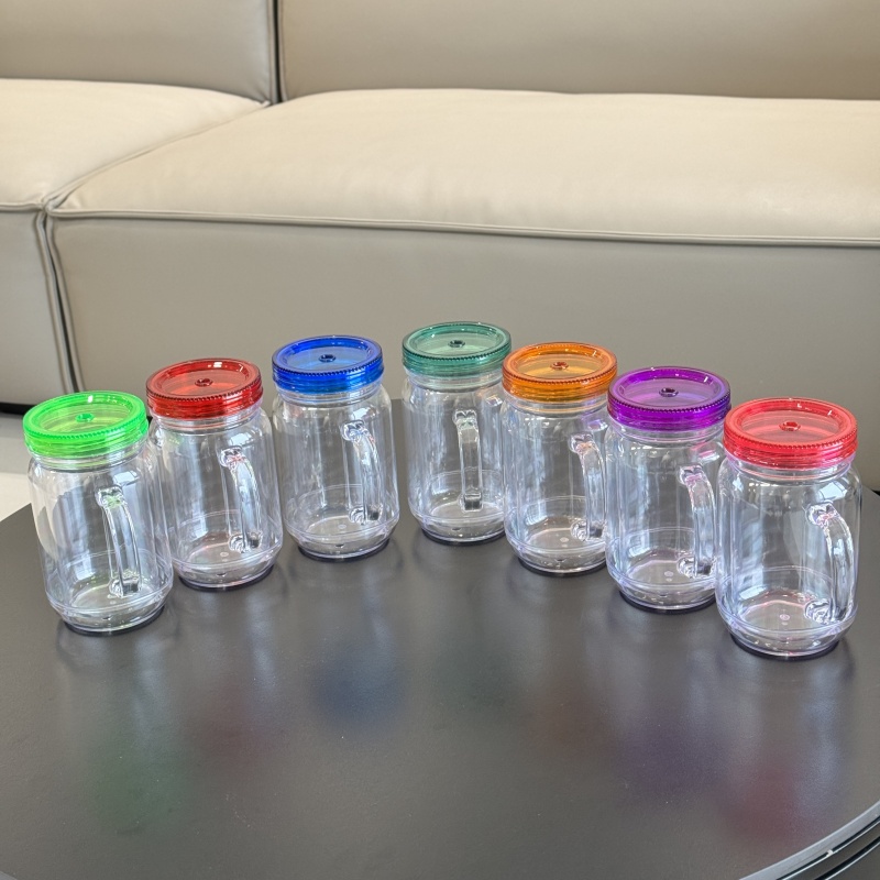 China RTS 20oz Snow Globe Acrylic Pre-drilled Mason Jar with Plugs Free Shipping (25PCS)
