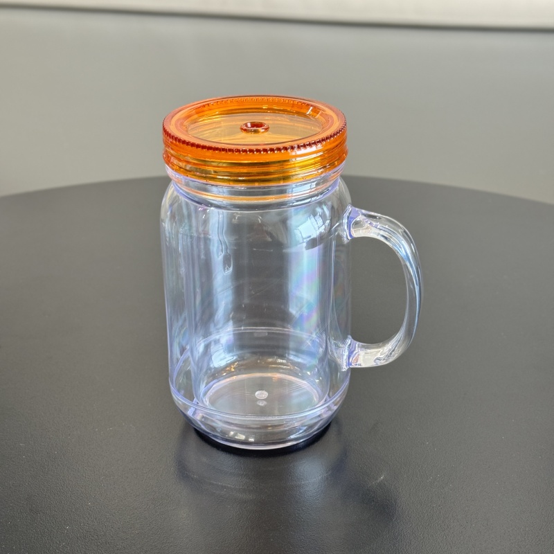 China RTS 20oz Snow Globe Acrylic Pre-drilled Mason Jar with Plugs Free Shipping (25PCS)