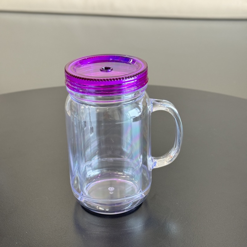 China RTS 20oz Snow Globe Acrylic Pre-drilled Mason Jar with Plugs Free Shipping (25PCS)