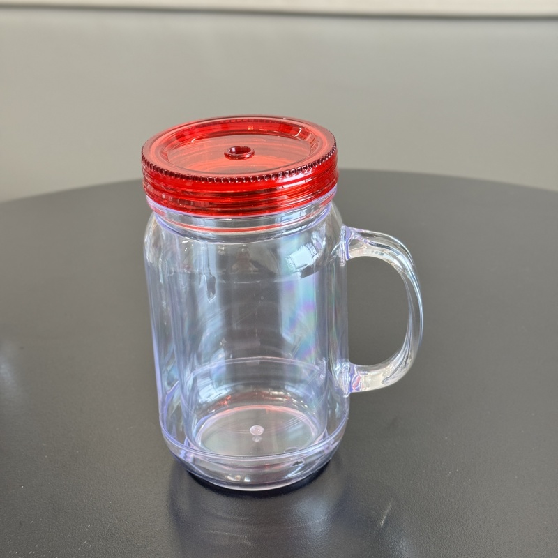 China RTS 20oz Snow Globe Acrylic Pre-drilled Mason Jar with Plugs Free Shipping (25PCS)