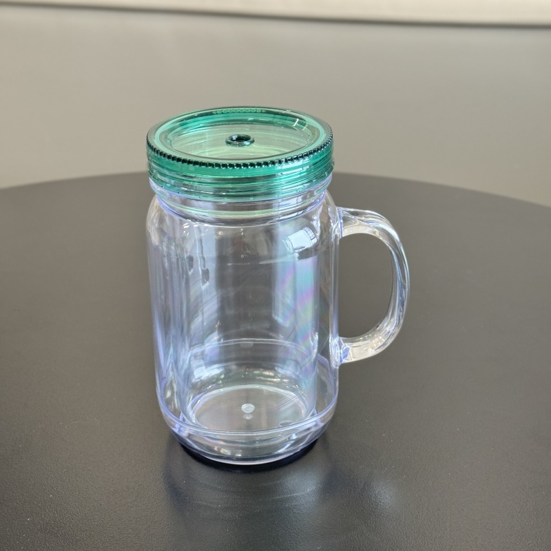 China RTS 20oz Snow Globe Acrylic Pre-drilled Mason Jar with Plugs Free Shipping (25PCS)