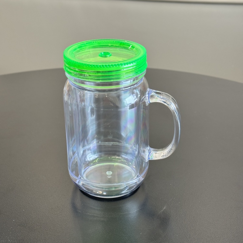 China RTS 20oz Snow Globe Acrylic Pre-drilled Mason Jar with Plugs Free Shipping (25PCS)