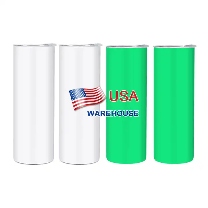US RTS 20oz Sublimation Glow in Dark Tumbler White to Blue & Green Mix Colors(25PCS)