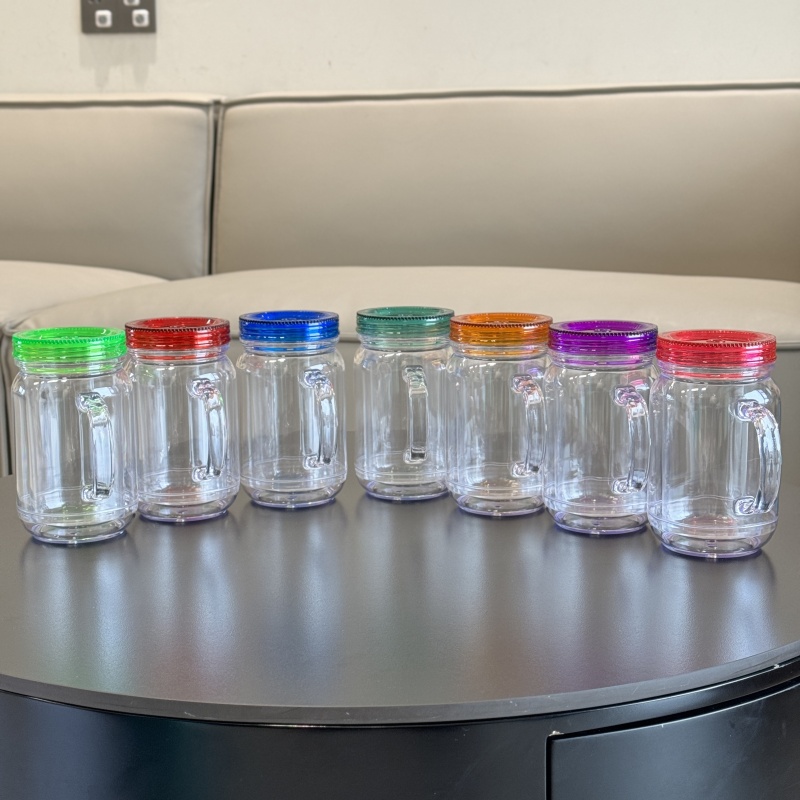 China RTS 20oz Snow Globe Acrylic Pre-drilled Mason Jar with Plugs Free Shipping (25PCS)