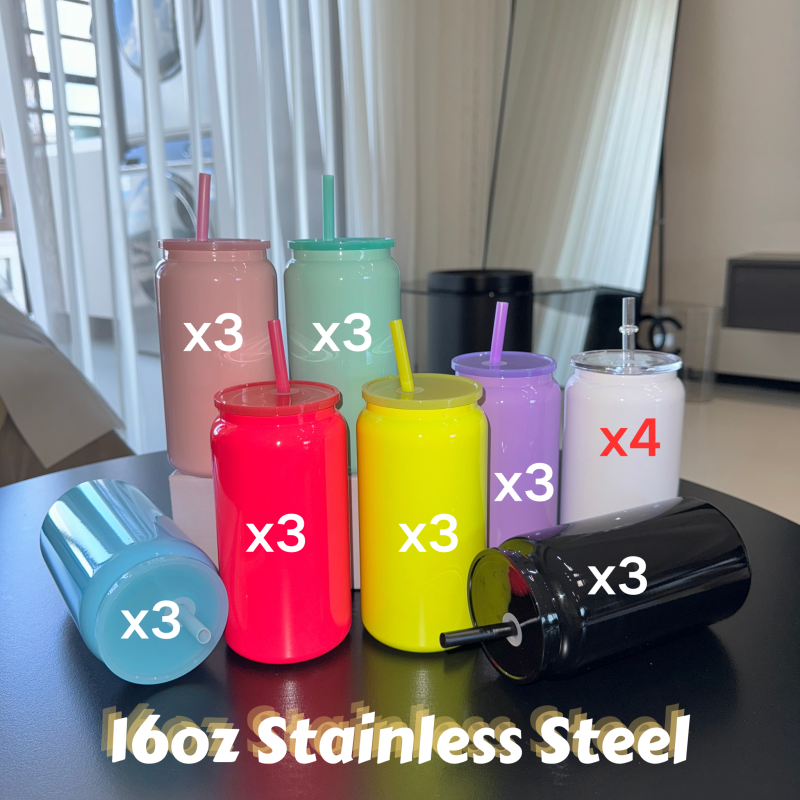 China RTS 16oz Stainless Steel Sublimation Color Tumbler Can Free Shipping (25PCS)