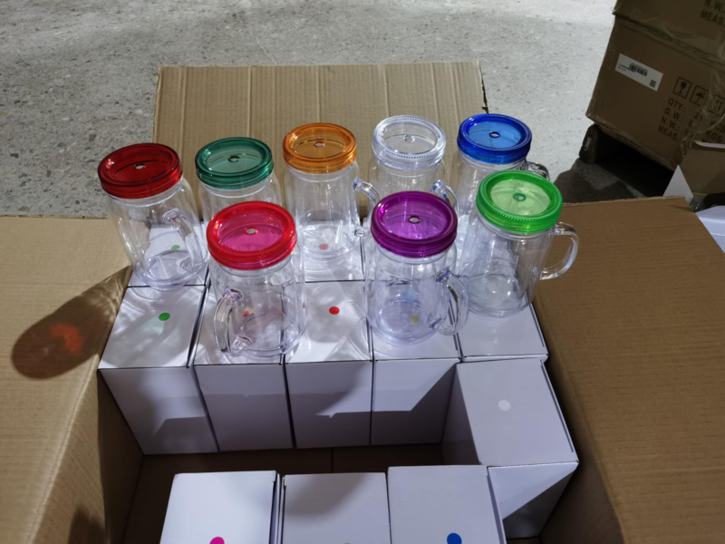 NEW US RTS 20oz Snow Globe Acrylic Pre-drilled Mason Jar with Plugs Free Shipping (25PCS)