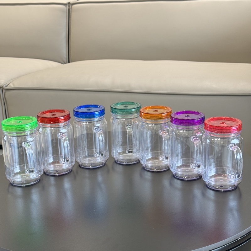 NEW US RTS 20oz Snow Globe Acrylic Pre-drilled Mason Jar with Plugs Free Shipping (25PCS)