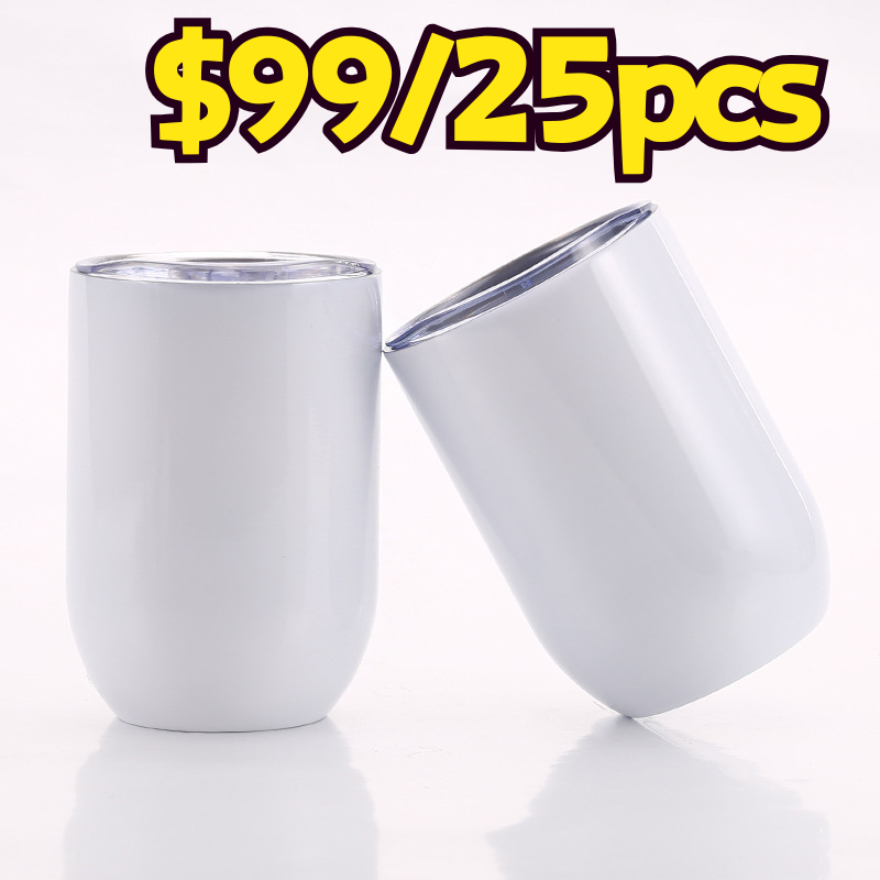SALES US RTS 12oz Sublimation Straight Wine Tumbler Free Shipping (25PCS)