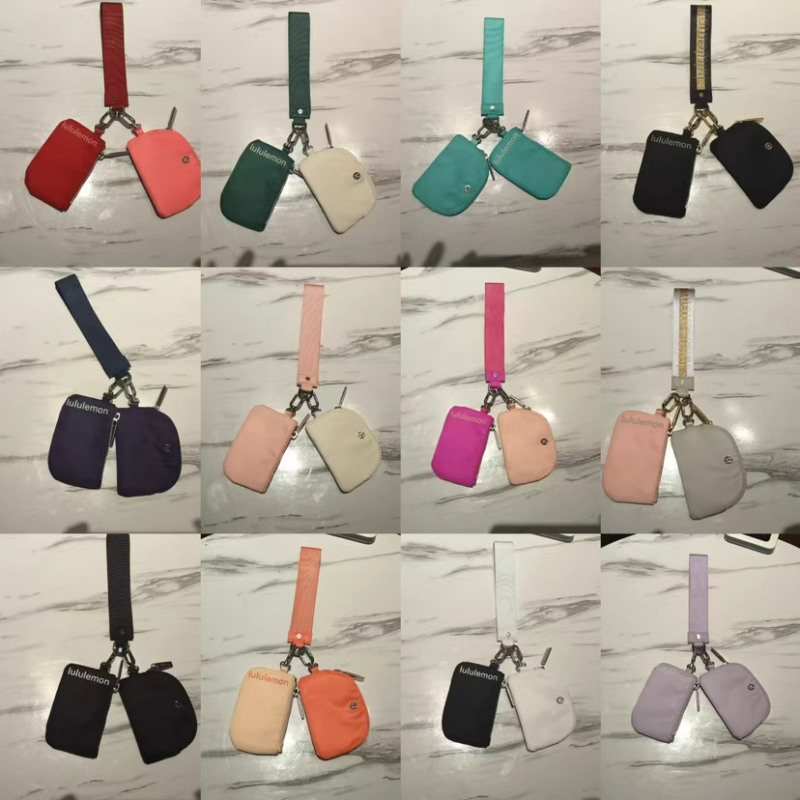 RTS Colorful Fashion Dual Wristlet Pouch with Keychain Coin Purse Wallet Pocket Pouch Free Shipping (25PCS/50PCS)