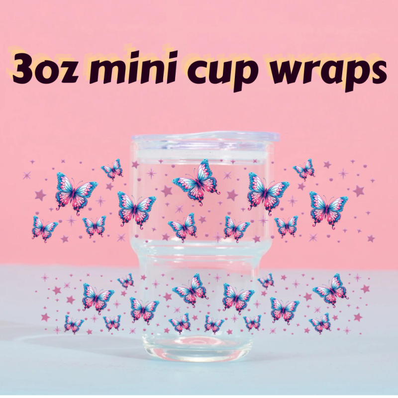 RTS UV DTF Wraps Transfer for 3oz Mini Shot Glass Cup Free Shipping (80pcs/160pcs/240pcs/400pcs)