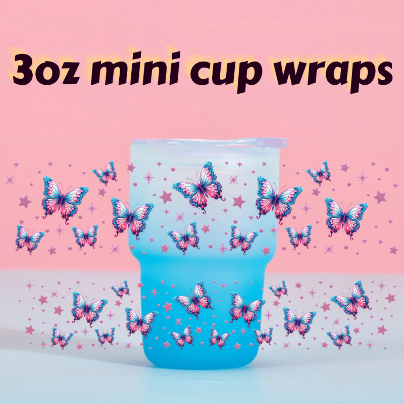 RTS UV DTF Wraps Transfer for 3oz Mini Shot Glass Cup Free Shipping (80pcs/160pcs/240pcs/400pcs)