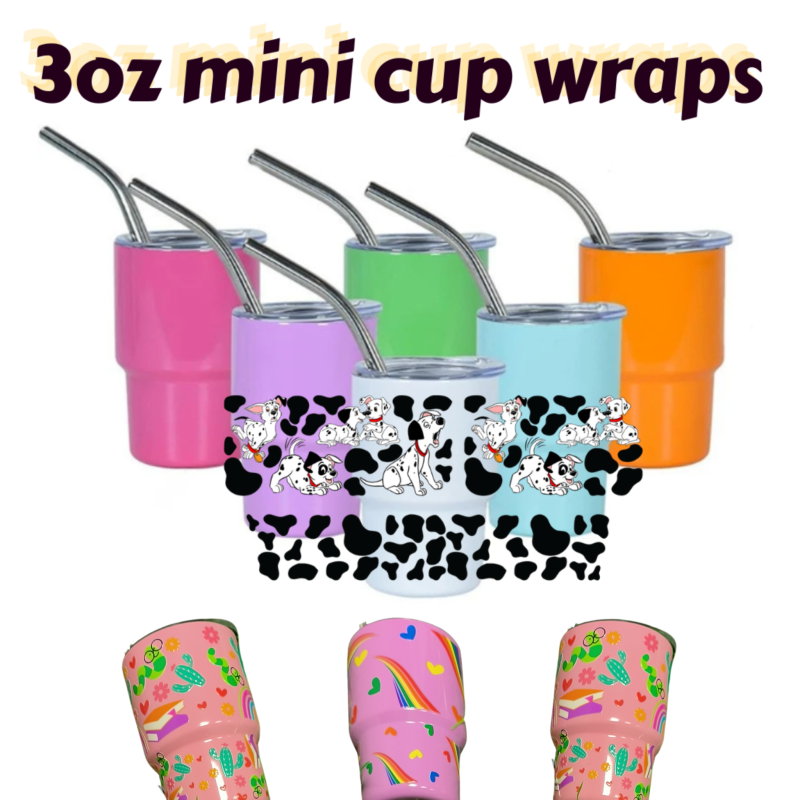 RTS UV DTF Wraps Transfer for 3oz Mini Shot Glass Cup Free Shipping (80pcs/160pcs/240pcs/400pcs)