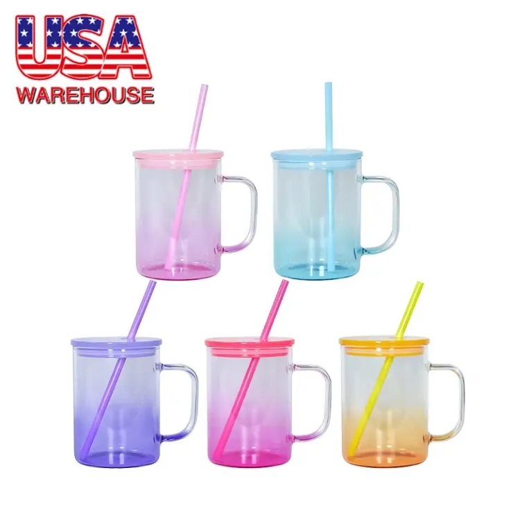 NEW US RTS 17oz Sublimation Ombre Glass Mug Free Shipping (25PCS)