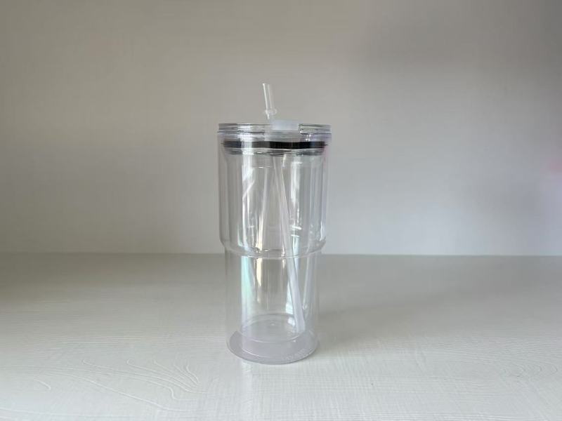 New China RTS 16oz Acrylic Snowglobe Tumbler Double Wall Plastic Cups Predrilled with Holes and Plugs (25PCS)