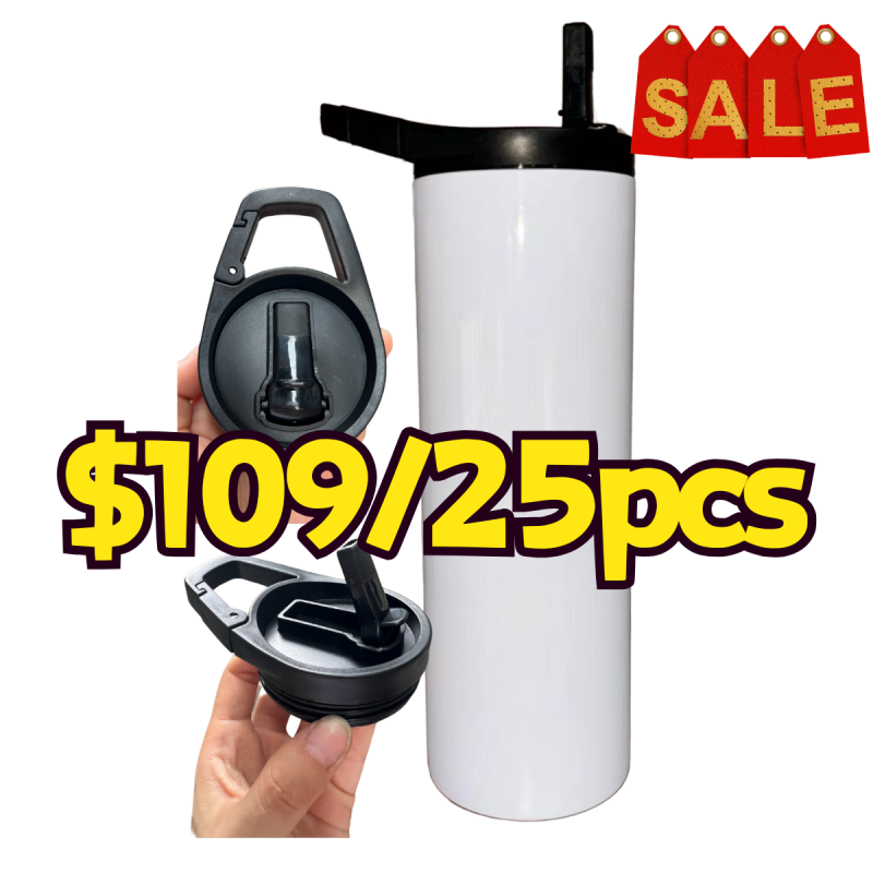 NEW US RTS 20oz Sublimation Straight Sport Tumbler with Lock Lid Free Shipping (25PCS)