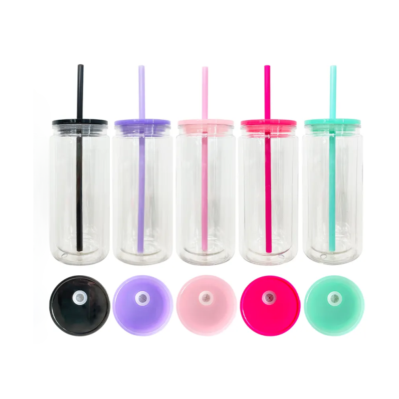 US Warehouse RTS 20oz Acrylic Pre-drilled Snowglobe Tumbler Plastic Double Walled Cup Can Free Shipping (25PCS)