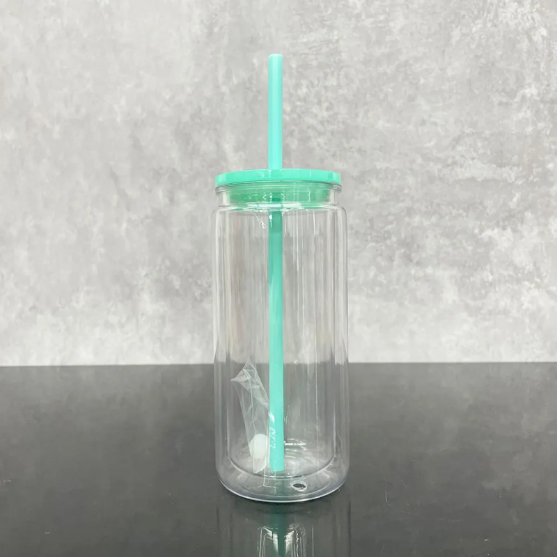 US Warehouse RTS 20oz Acrylic Pre-drilled Snowglobe Tumbler Plastic Double Walled Cup Can Free Shipping (25PCS)