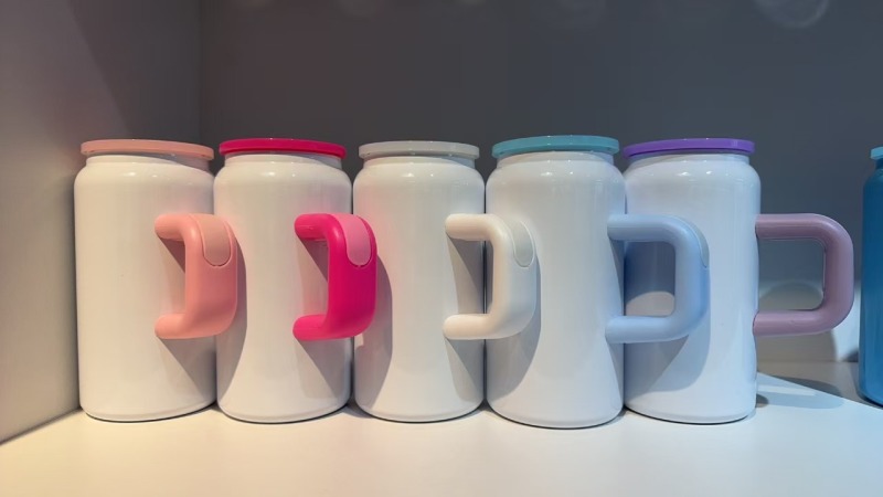 China RTS 16oz Stainless Steel Sublimation Tumbler Can with Handle Free Shipping (25PCS)