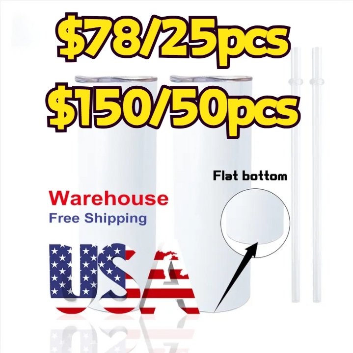 US RTS 20oz Flat-Edge Sublimation Straight Tumbler Skinny (25PCS/50PCS)