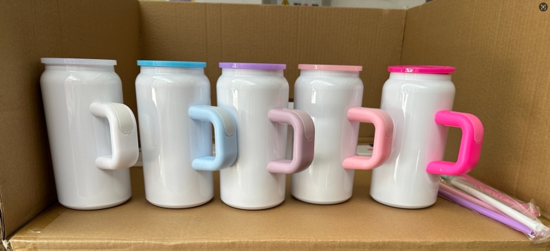 China RTS 16oz Stainless Steel Sublimation Tumbler Can with Handle Free Shipping (25PCS)