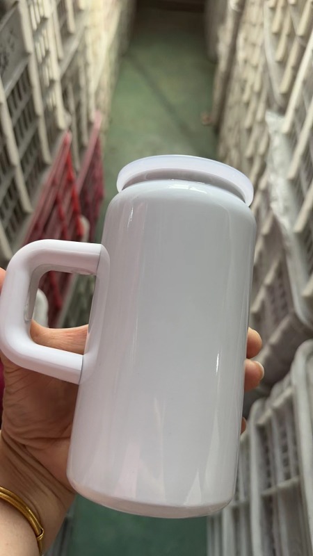 China RTS 16oz Stainless Steel Sublimation Tumbler Can with Handle Free Shipping (25PCS)