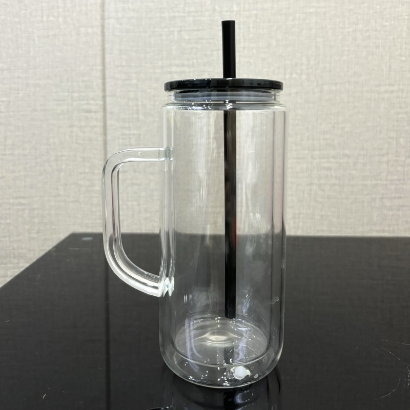 US RTS 20oz Sublimation Pre-drilled Snow Globe Tumbler Double Walled Glass Cup with Handle Free Shipping (25PCS)