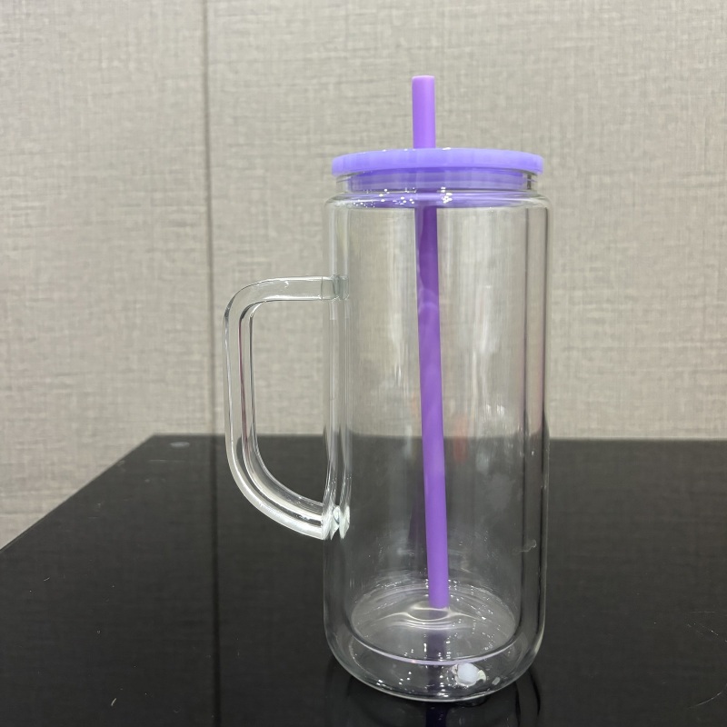 US RTS 20oz Sublimation Pre-drilled Snow Globe Tumbler Double Walled Glass Cup with Handle Free Shipping (25PCS)