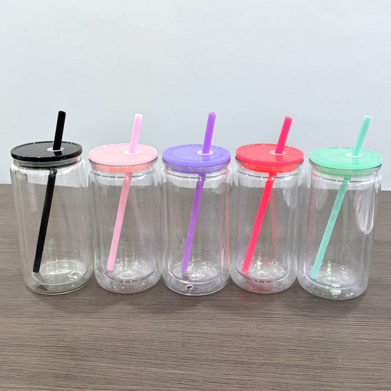 NEW US RTS 16oz Acrylic Plastic Snowglobe Can Double Walled Cup Free Shipping (25PCS)