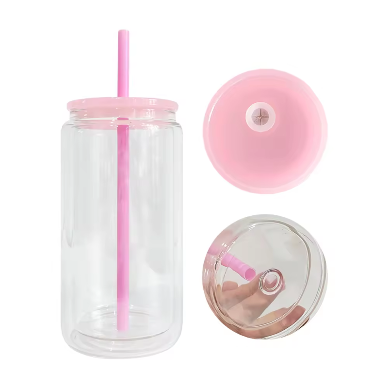 US RTS 16oz Sublimation Pre-drilled Glass Snow Globe Tumbler Double Wall Snowglobe Glass Cup Free Shipping(25PCS)