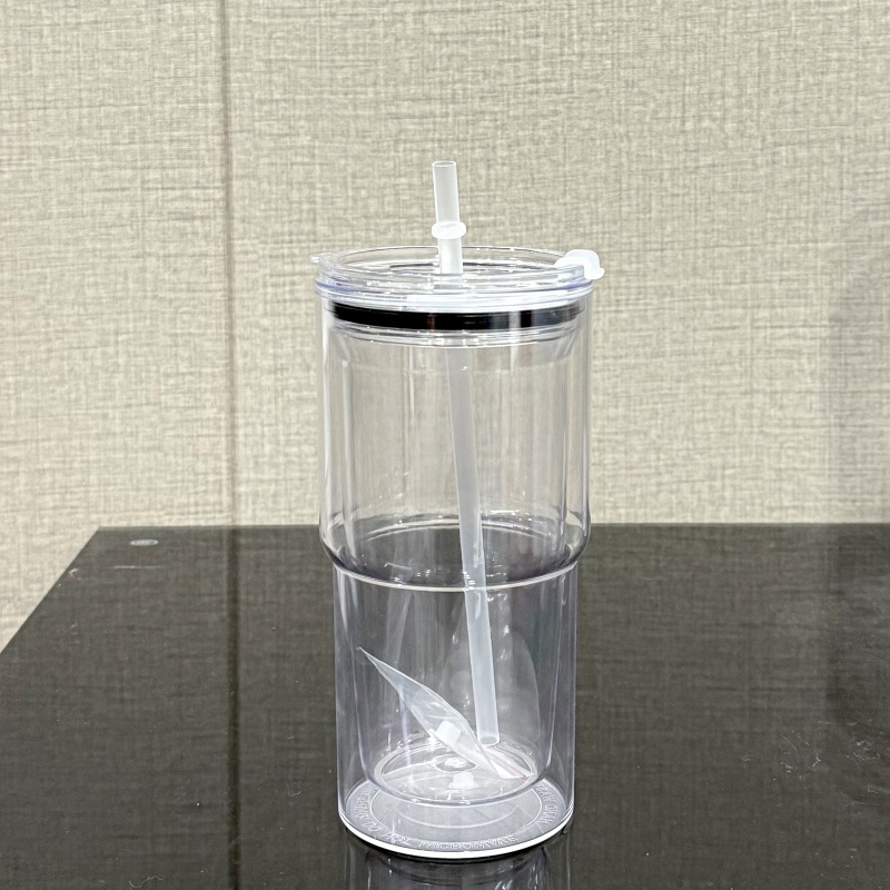US Warehouse 17oz Pre-drilled Snow Globe Tumbler Acrylic Snowglobe Bottle Cup with Hole & Plug Free Shipping (25PCS)