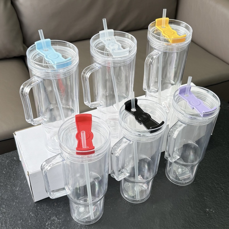 RTS China RTS 40oz Acrylic Pre-drilled Snow Globe Mug Plastic Snowglobe Botlle with Handle Free Shipping (20PCS)