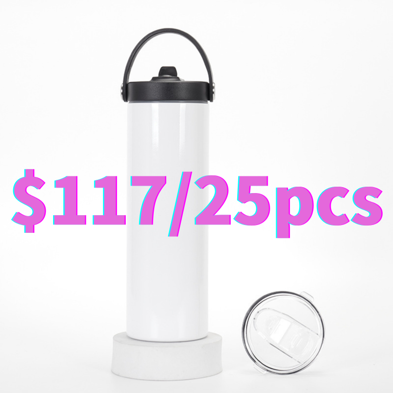 US RTS 20oz Stainless Steel Sublimation Sport Tumbler with Portable Handle Lid & Sealing Lid Free Shipping (25PCS)
