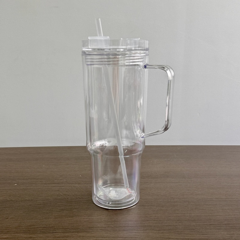 RTS China RTS 40oz Acrylic Pre-drilled Snow Globe Mug Plastic Snowglobe Botlle with Handle Free Shipping (20PCS)