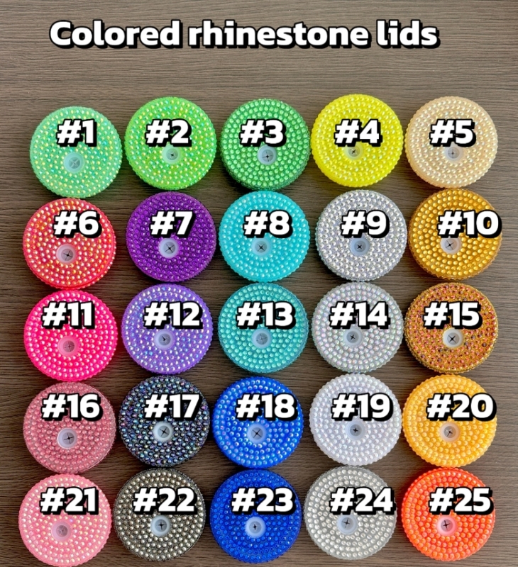 RTS Colored Rhinestone Lid/Tops fit 16oz & 20oz Glass Can Free Shipping (25pcs/50pcs)