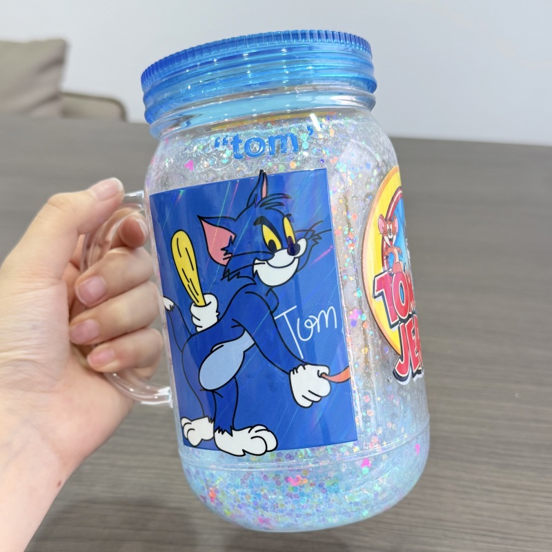 Inproved 20oz Acrylic Snow Globe Mason Jar 2.0 Pre-drilled Plastic Snowglobe Bottle Tumbler Colourful Lid & Straws with Plugs (25PCS)
